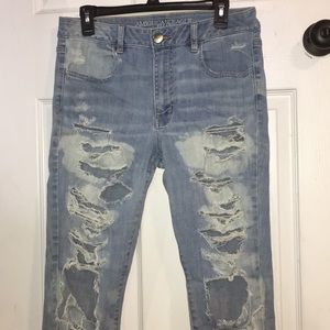 AEO distressed super stretch hi-rise jeggings